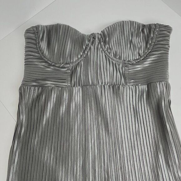 Hello Molly Pleated Corset Mini Dress Y2K Fairygrunge Metallic Babydoll NWT - Picture 3 of 8